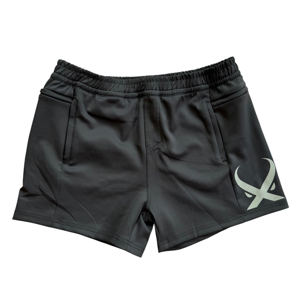 XHELL Mens Athletic Gym Shorts Black Reflective Logo Size XL New